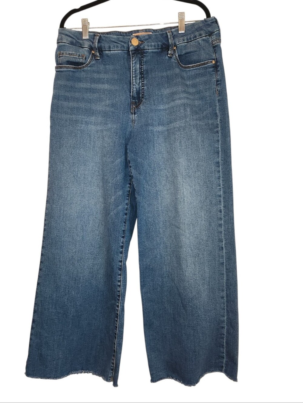 KUT From the Kloth Meg Fab AB Wide Leg High Rise Jeans Size 12 Raw Hem Milestone - Picture 2 of 12